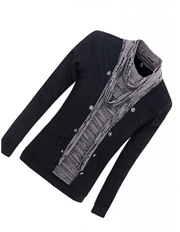Famous Design Men's Casual/Daily Simple Regular HoodiesSolid Gray Stand Long Sleeve Polyester Fall / Winter Thick Micro-elastic