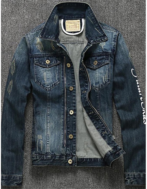 Men's Long Sleeve Plus Size Jacket,Cotton Solid Bl...